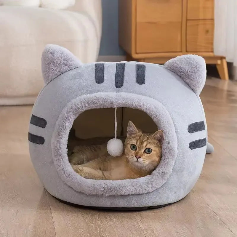 Kitty Cave Bed for Cats and Small Dogs - Warm, Portable, and Durable Indoor Pet Bed