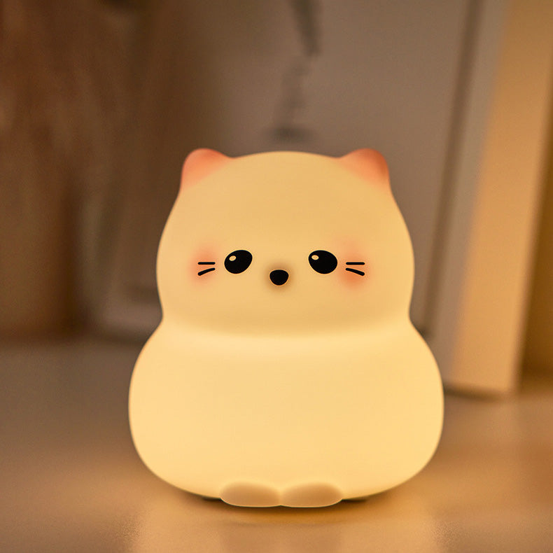 Cute Kitten Silicone Night Light - Soothing Glow for Kids' Rooms and Nurseries