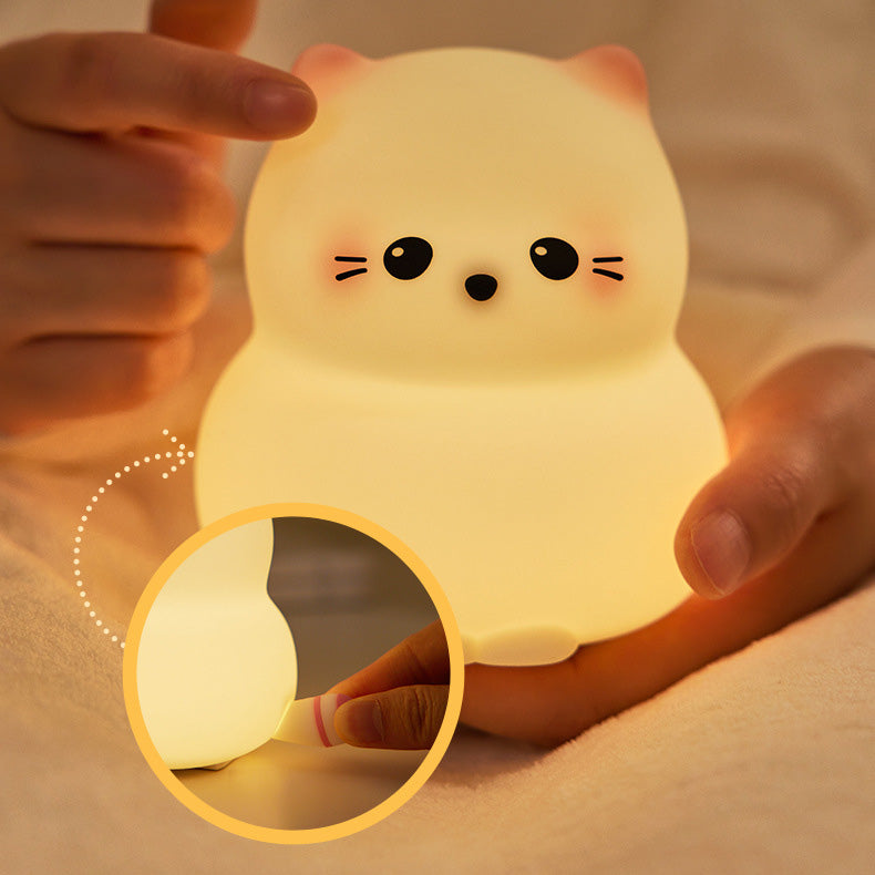 Cute Kitten Silicone Night Light - Soothing Glow for Kids' Rooms and Nurseries