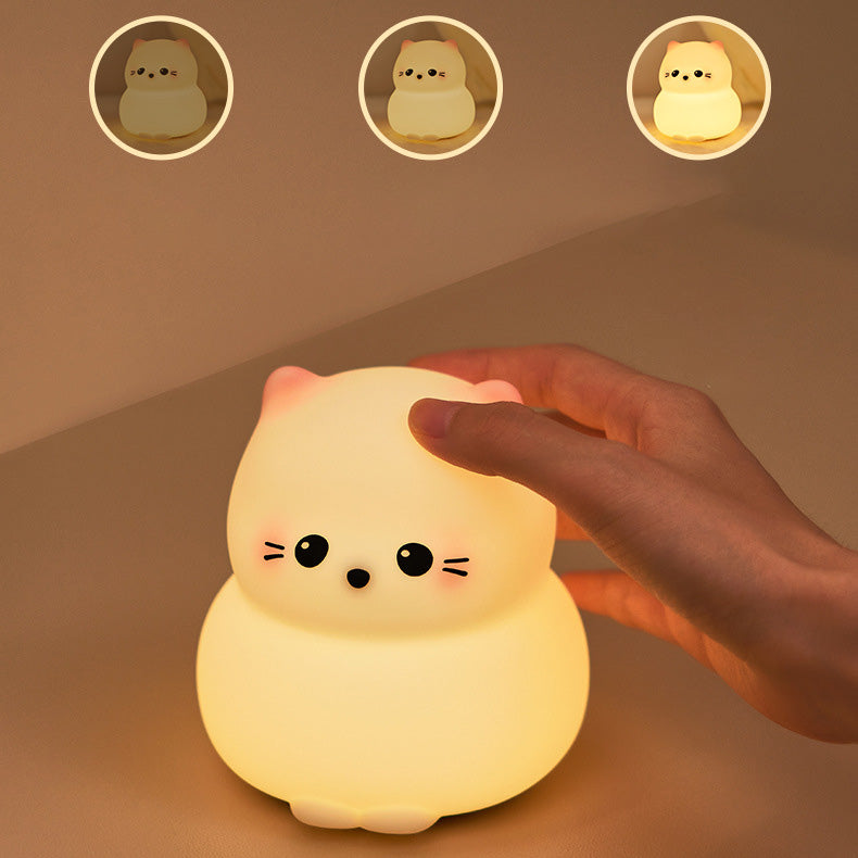 Cute Kitten Silicone Night Light - Soothing Glow for Kids' Rooms and Nurseries