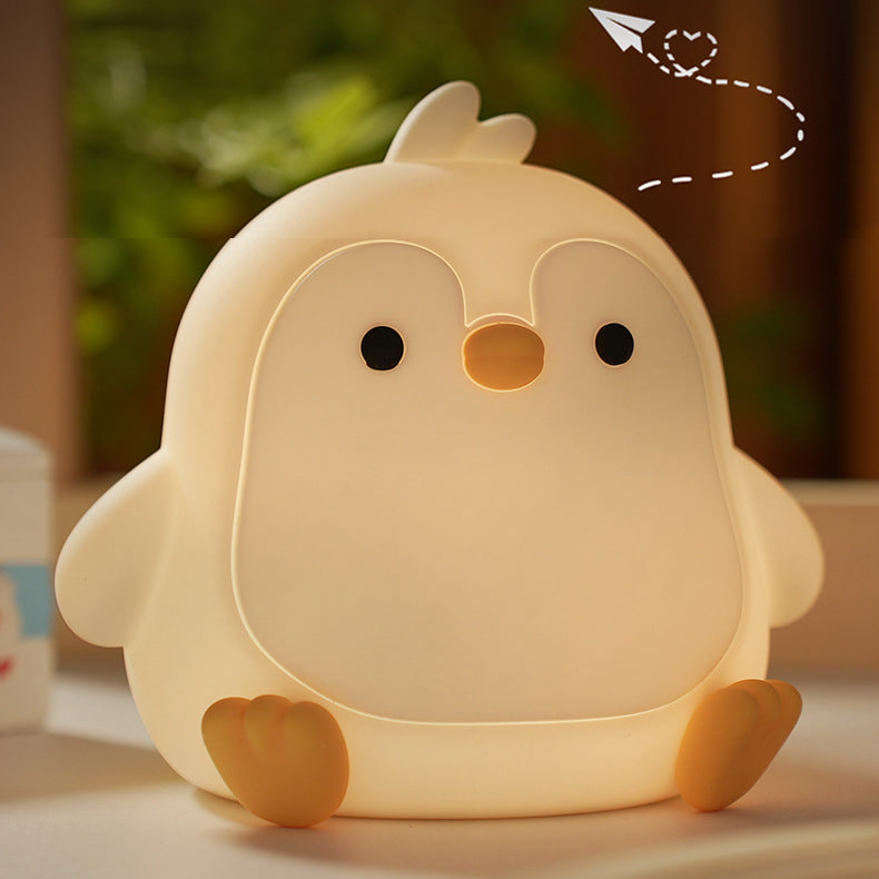 Cute Penguin Night Light - Soft Silicone Bedside Lamp for Kids with Adjustable Brightness and Calming Glow