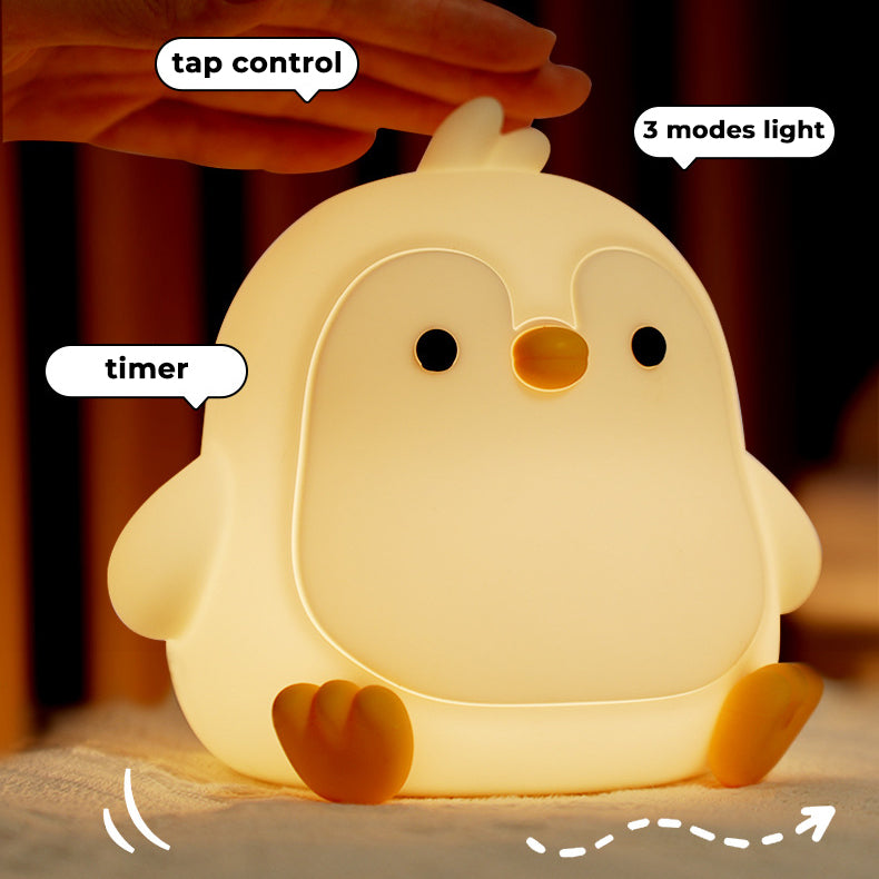 Cute Penguin Night Light - Soft Silicone Bedside Lamp for Kids with Adjustable Brightness and Calming Glow