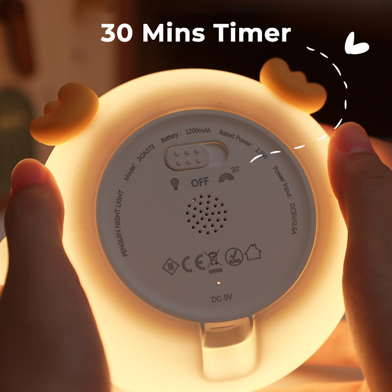 Cute Penguin Night Light - Soft Silicone Bedside Lamp for Kids with Adjustable Brightness and Calming Glow