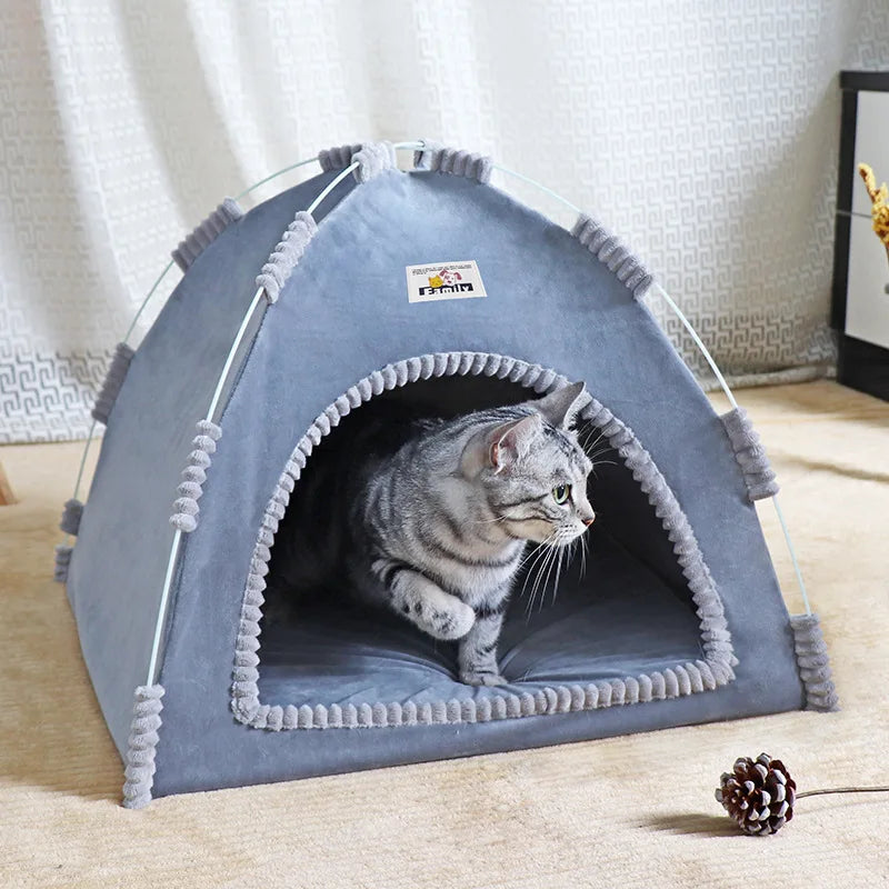 Foldable Tent Cat House - Portable, Breathable Shelter for All Seasons