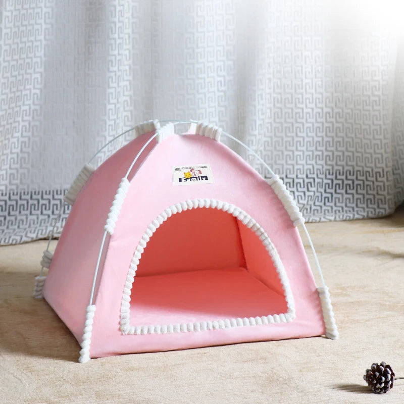 Foldable Tent Cat House - Portable, Breathable Shelter for All Seasons