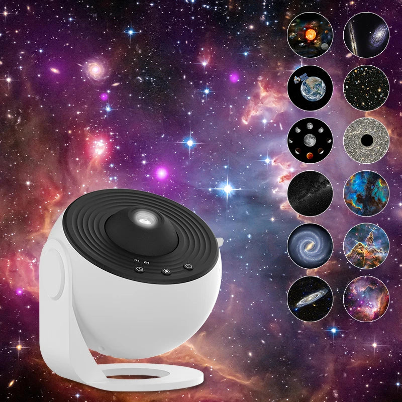 Galaxy Projector Night Light - 360° Rotating Starry Sky Lamp for Kids' Bedroom with 12 Celestial Displays 0