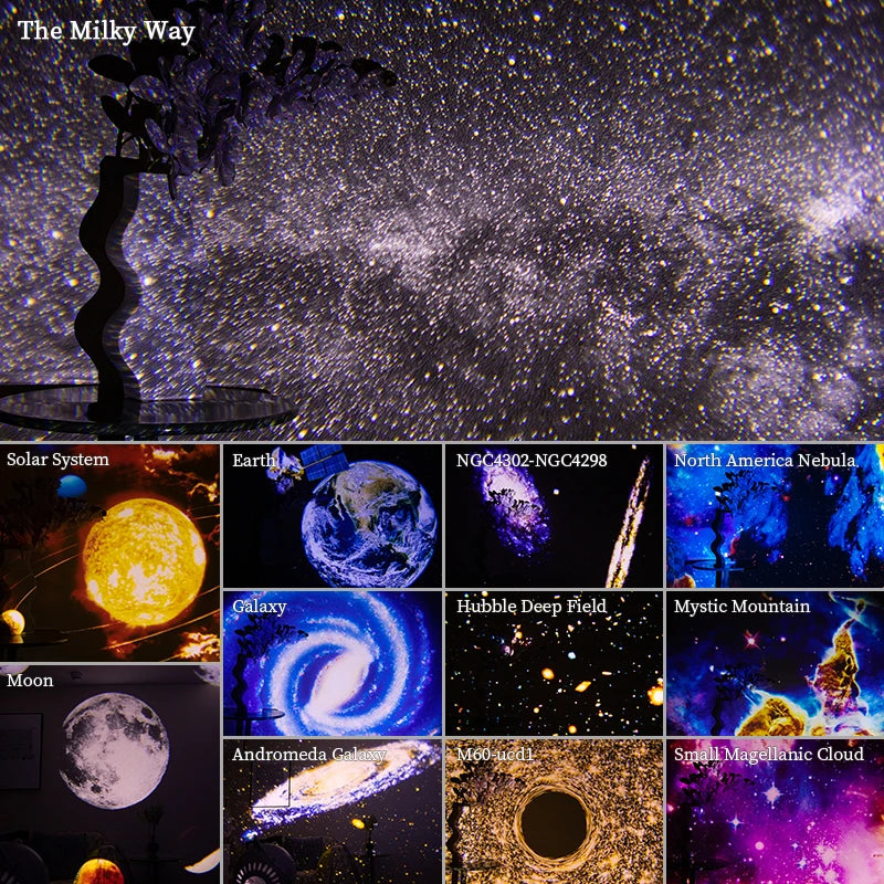 Galaxy Projector Night Light - 360° Rotating Starry Sky Lamp for Kids' Bedroom with 12 Celestial Displays 1