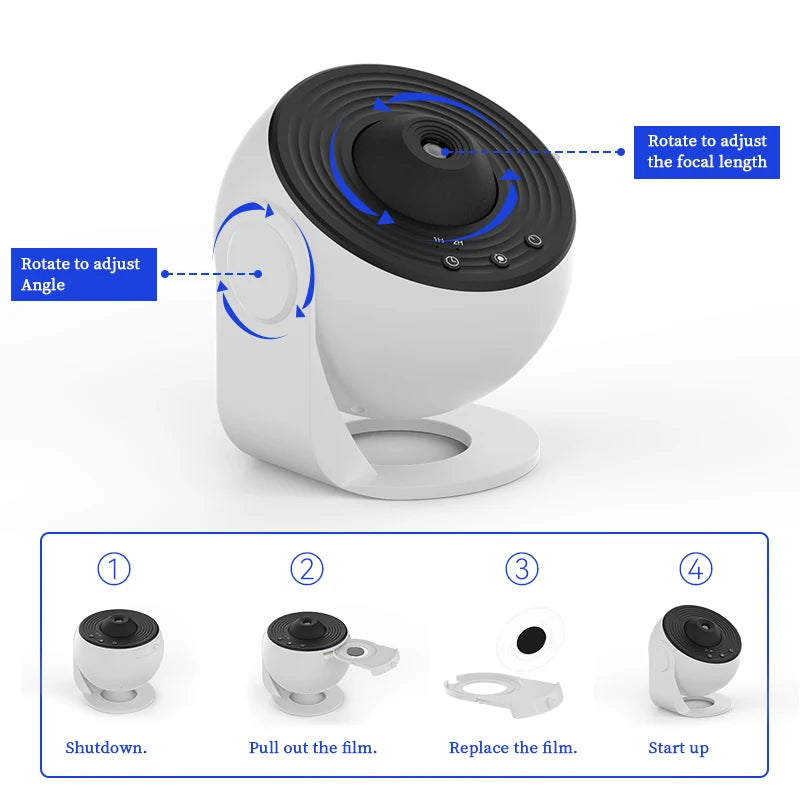 Galaxy Projector Night Light - 360° Rotating Starry Sky Lamp for Kids' Bedroom with 12 Celestial Displays 5