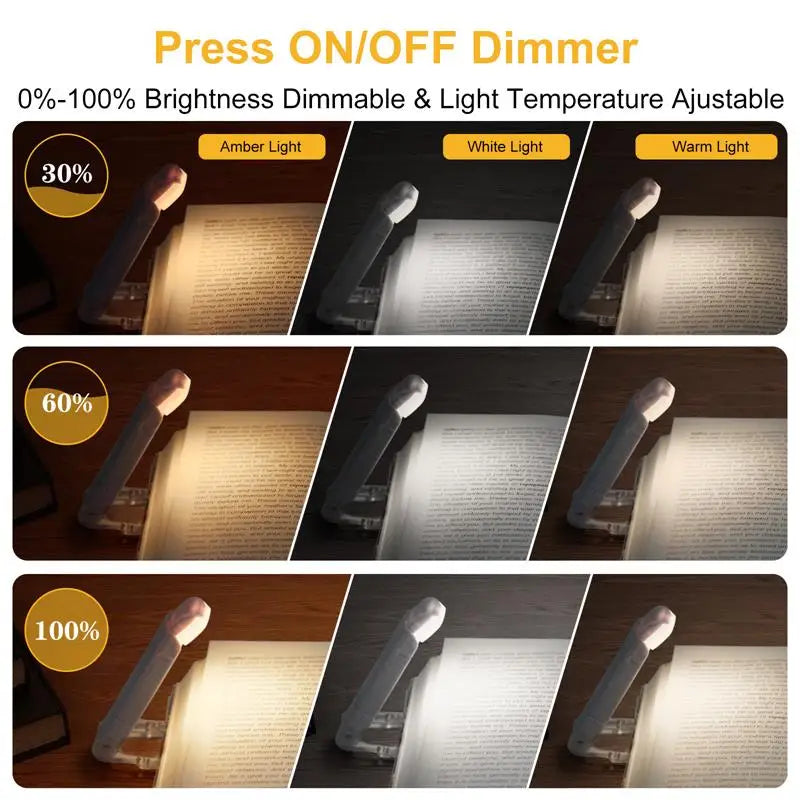 USB Rechargeable Clip-On Book Light with Adjustable Brightness and Color Temperature – Portable Reading Lamp for Eye Protection-2