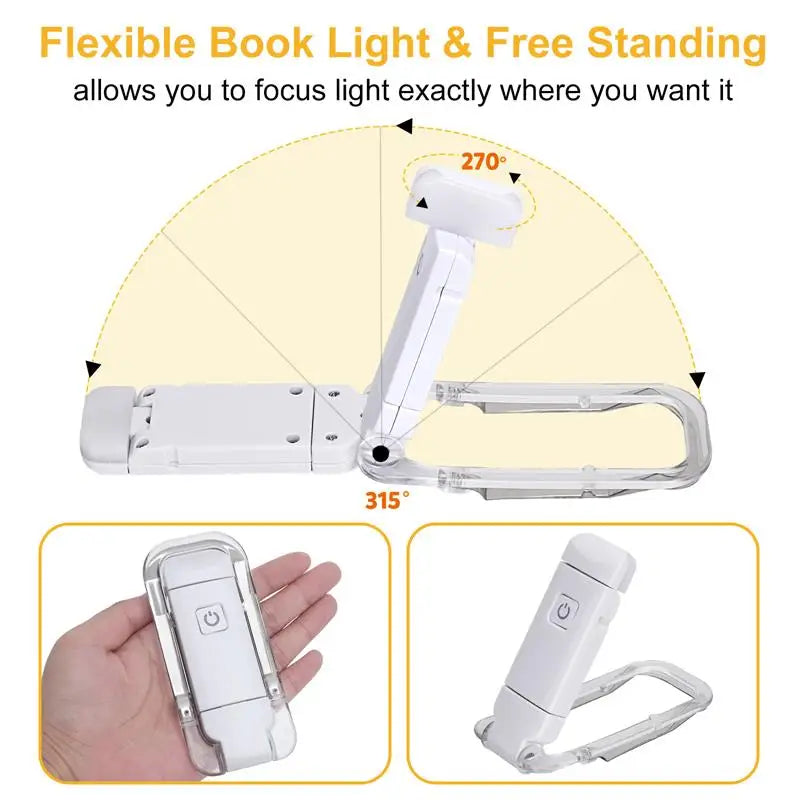 USB Rechargeable Clip-On Book Light with Adjustable Brightness and Color Temperature – Portable Reading Lamp for Eye Protection-3