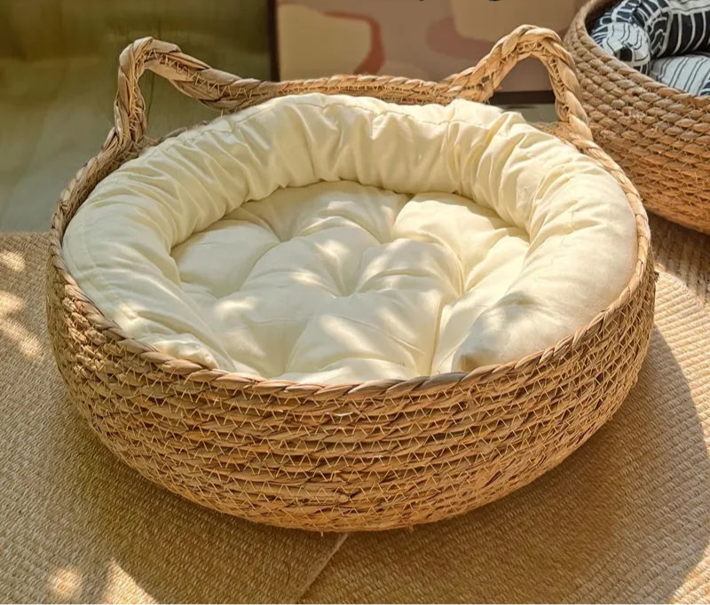Handmade Vine Woven Cat Bed - Cozy, Washable & Comfortable Winter Nest for Cats