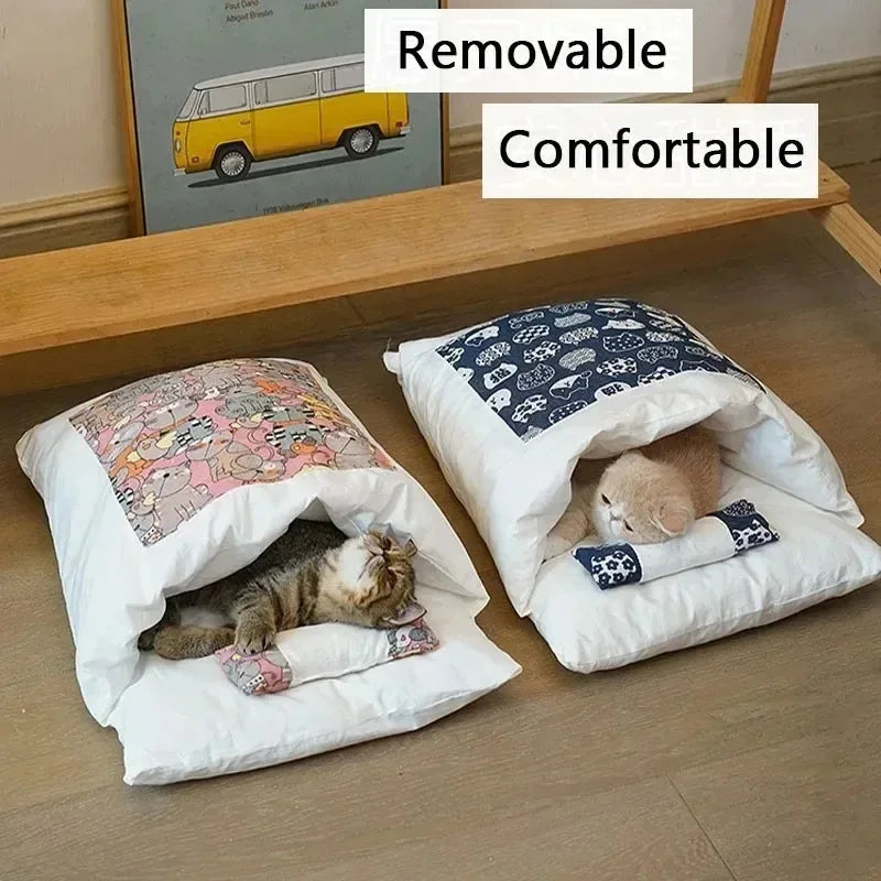 Cat Cave Bed - Cozy Removable Cat Bed for Comfort and Security, Ideal for Adult Cats and Small Dogs