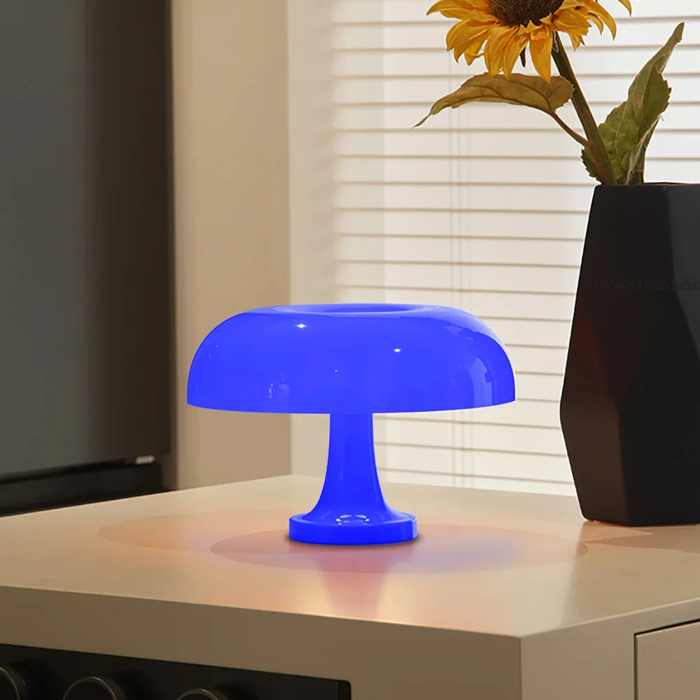 Modern Mushroom Table Lamp with Adjustable Brightness – USB and Type-C Charging, Color Options for Bedroom or Desk