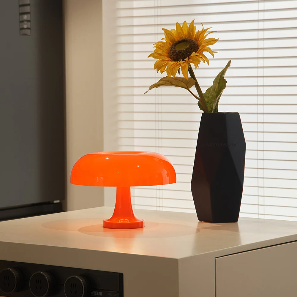 Modern Mushroom Table Lamp with Adjustable Brightness – USB and Type-C Charging, Color Options for Bedroom or Desk