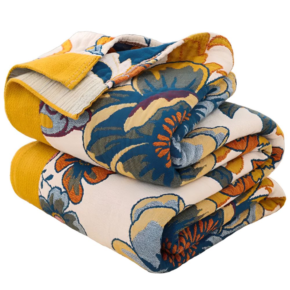 Reversible Floral Blanket - Soft Cotton Throw Blanket for All-Season Comfort and Home Decor 4