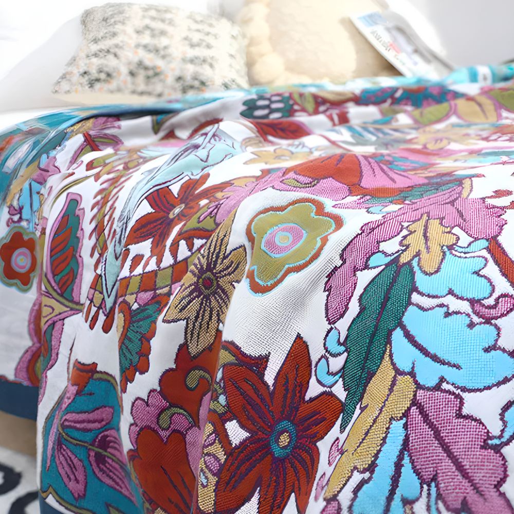 Reversible Floral Throw Blanket, 100% Cotton, Lightweight, Machine Washable for Year-Round Comfort 4