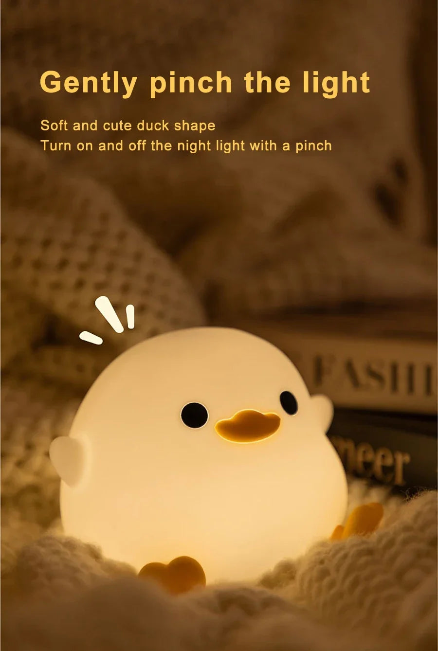 Doudou Duck LED Night Light - Rechargeable, Touch Sensor, Portable, Squishy Lamp