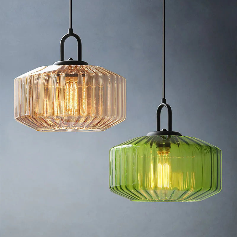 Nordic Vintage Glass Pendant Light – 28cm Hanging Light for Kitchen and Dining Room-2