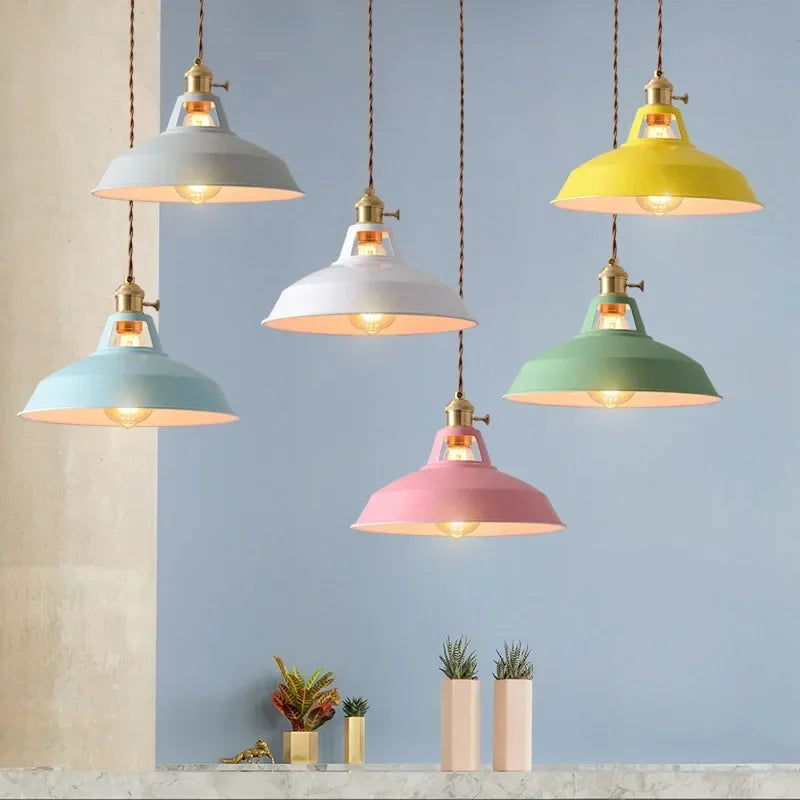Colorful Industrial Pendant Light Fixture for Kitchen Island – Adjustable E27 Hanging Pendant Lighting-1