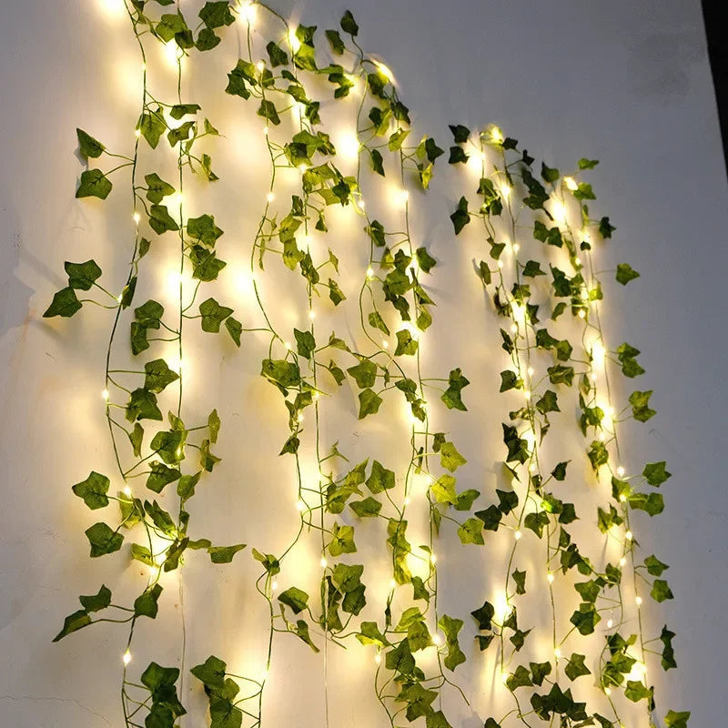 Battery-Powered Green Leaf Fairy Lights – LED String Lights for Indoor and Outdoor Decor, Perfect Party and Garden Lighting-1