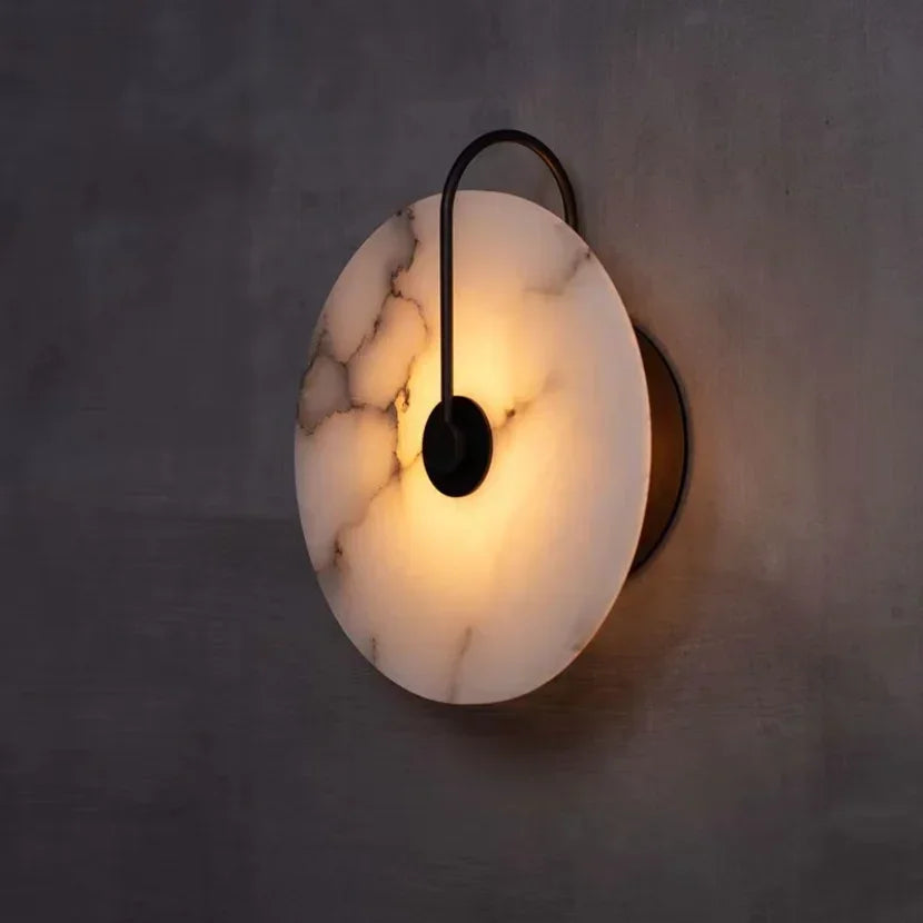 Modern LED Wall Sconce Light in Marble and Iron Design for Bedroom, Living Room, and Hallway – Energy-Efficient Wall Lamp-1