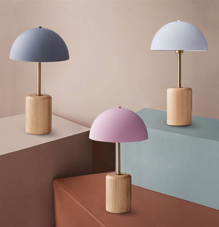 Modern Minimalist Table Lamp – Dimmable Bedside Lamp with Wood and Metal Design for Bedroom and Study