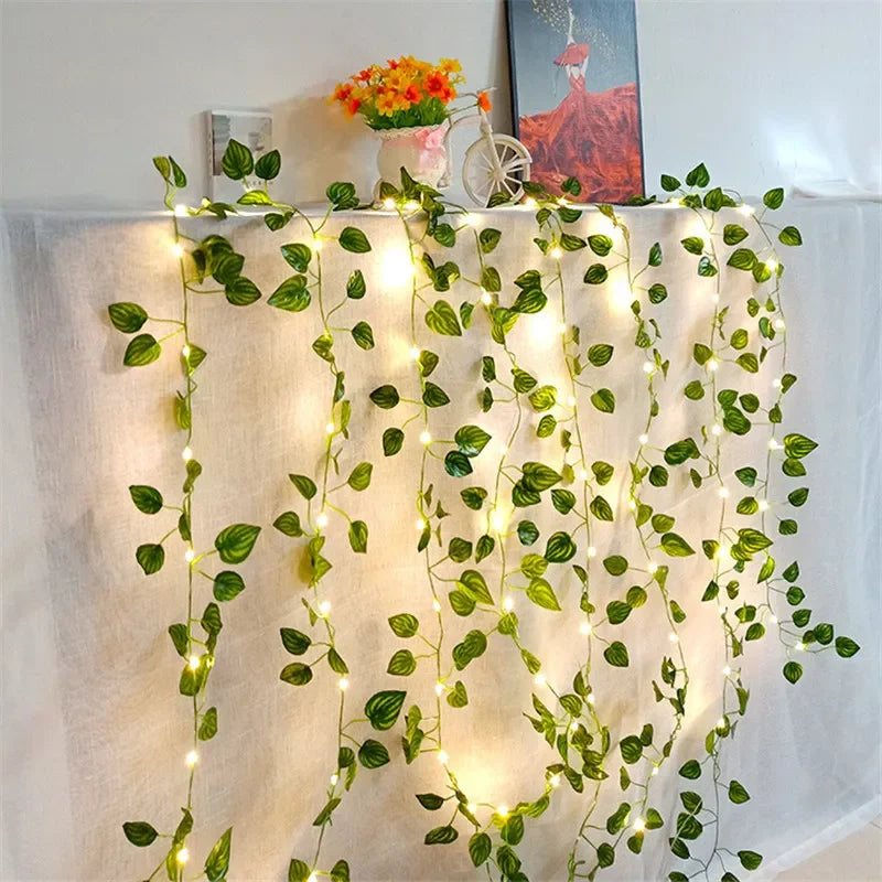 Battery-Powered Green Leaf Fairy Lights – LED String Lights for Indoor and Outdoor Decor, Perfect Party and Garden Lighting-3