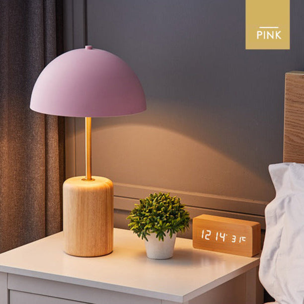 Modern Minimalist Table Lamp – Dimmable Bedside Lamp with Wood and Metal Design for Bedroom and Study