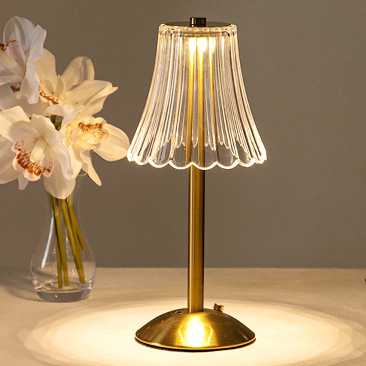 Golden Crystal Table Lamp - Elegant Touch-Controlled LED Lighting-1