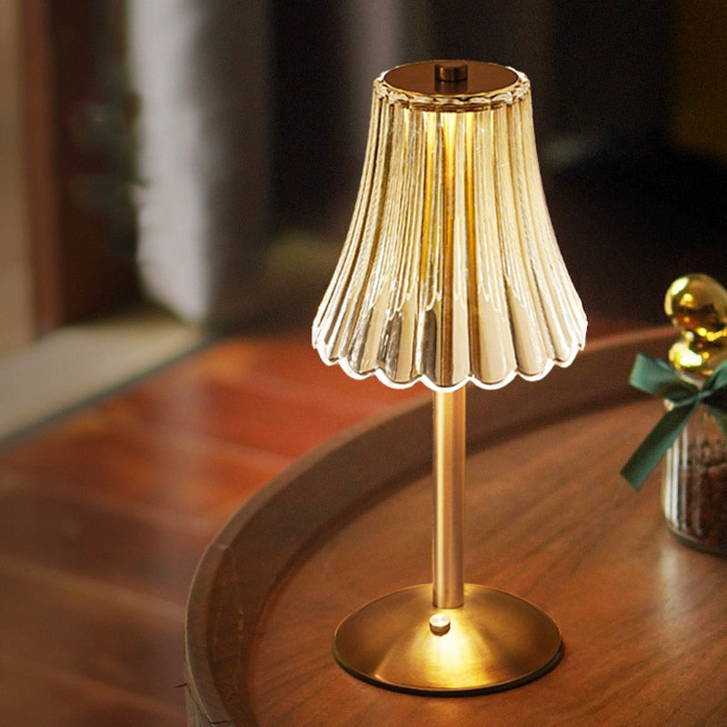 Golden Crystal Table Lamp - Elegant Touch-Controlled LED Lighting-2