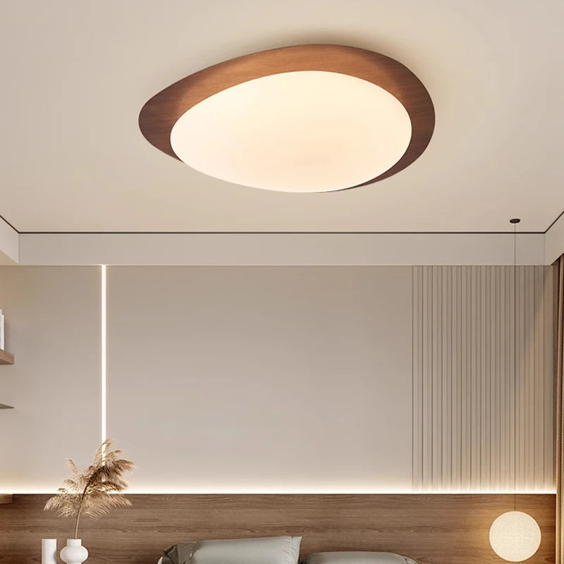 Modern Nordic Wood Grain LED Ceiling Light – Minimalist Fixture for Bedroom and Dining Room-3