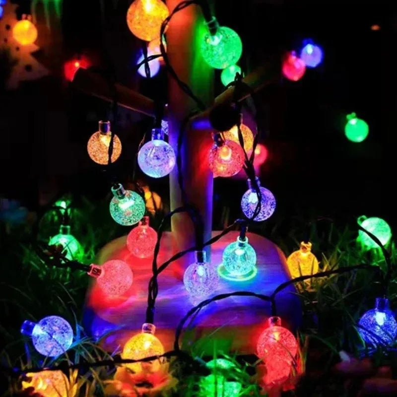 Solar Crystal Globe LED String Lights - 60 LEDs, 8 Modes, Waterproof Outdoor Fairy Lights for Party Decor 1