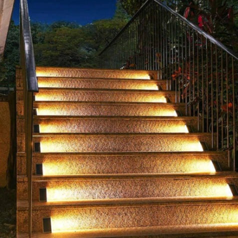 Solar Powered Outdoor Stair Lights - Weather Resistant Exterior Step Lights for Safety and Ambiance, Warm White LED