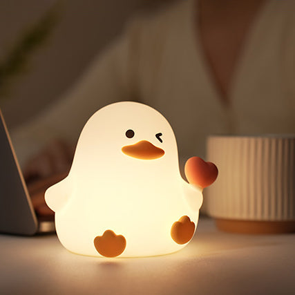 Winking Duck Silicone Squishy Night Light - Gentle Glow for Cozy Spaces, Tap Control, Safe and Durable