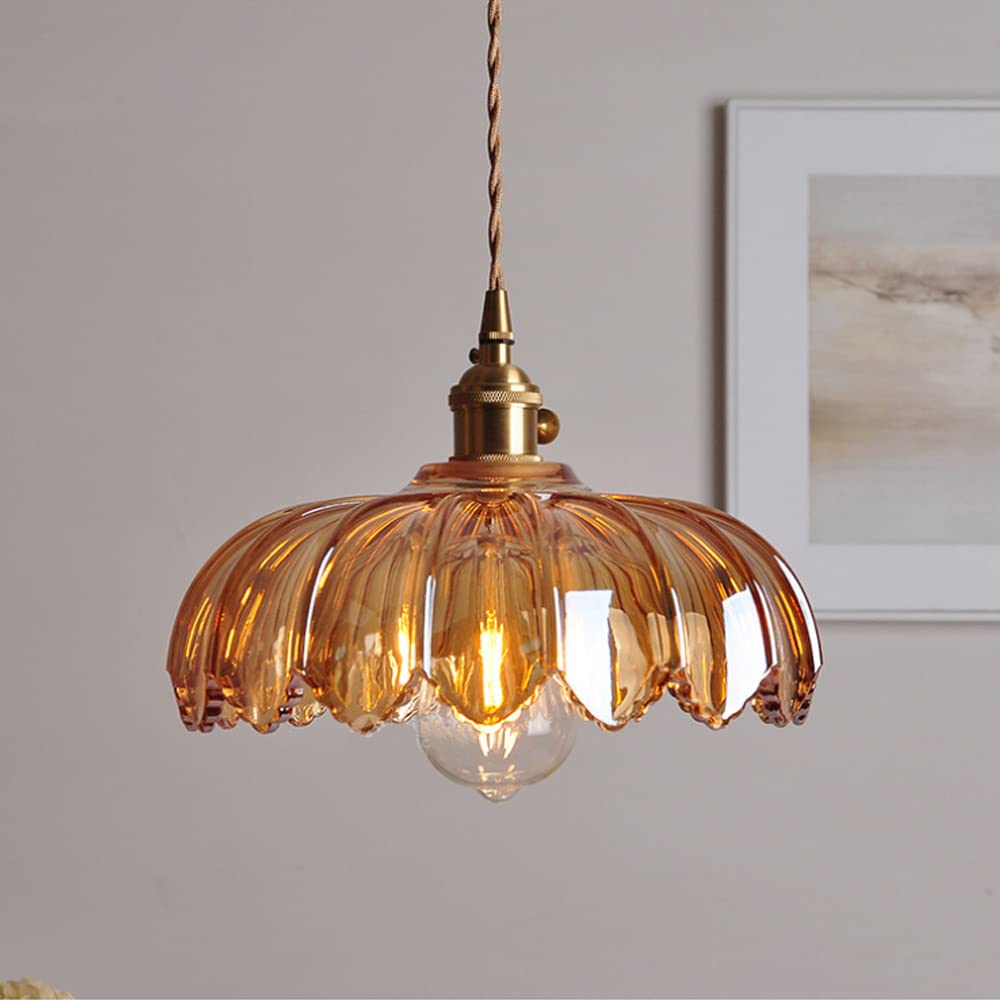 Vintage Floral Hanging Lamp – Elegant Glazed Ceramic Pendant Light for Home Decor