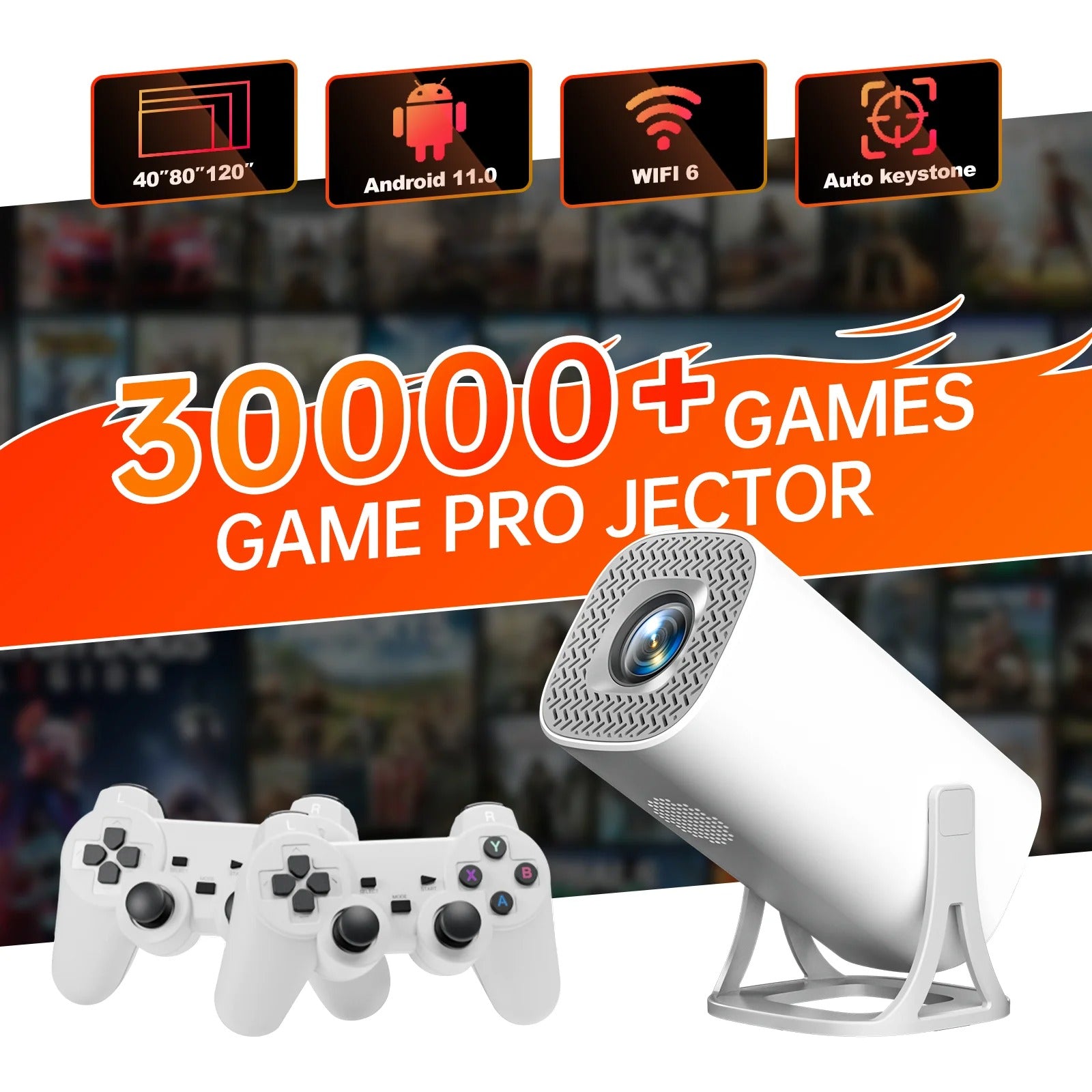 Mini Projector - Portable 4K Support, Short Throw, Android 11 Home Cinema Experience