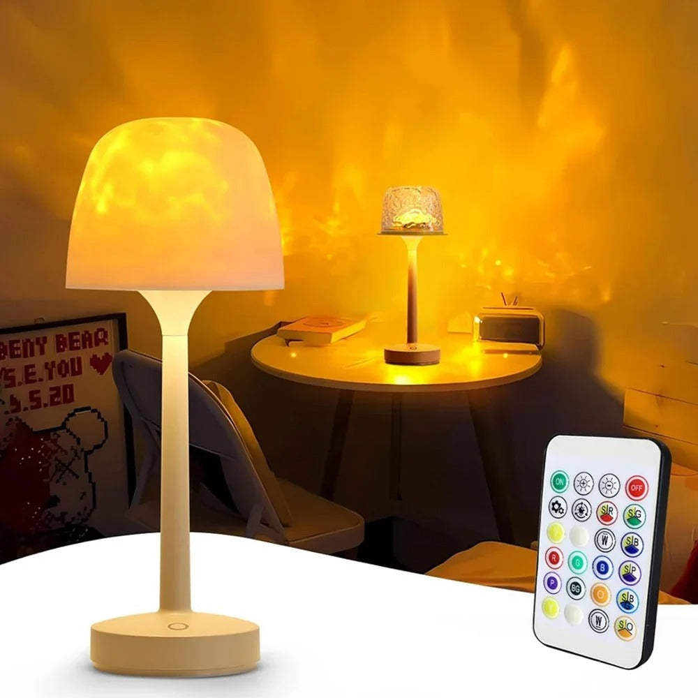 Mushroom Table Lamp - Water Ripple Projection Bedside Table Lamp for Relaxing Bedroom Ambiance