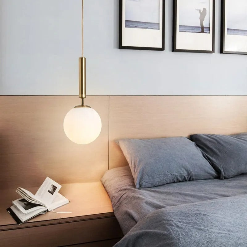 Modern Glass Pendant Lamp with Aluminum Finish – Stylish Kitchen Pendant Lighting for Dining and Living Spaces