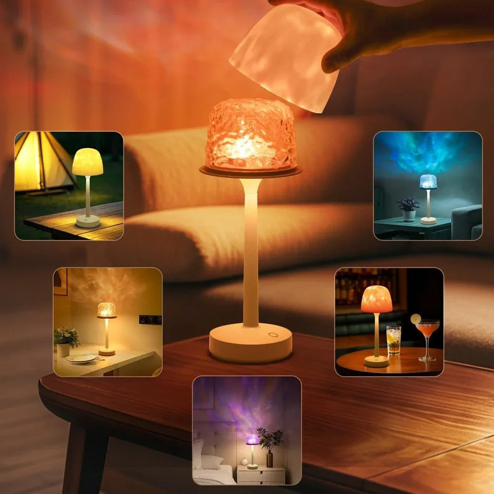 Mushroom Table Lamp - Water Ripple Projection Bedside Table Lamp for Relaxing Bedroom Ambiance
